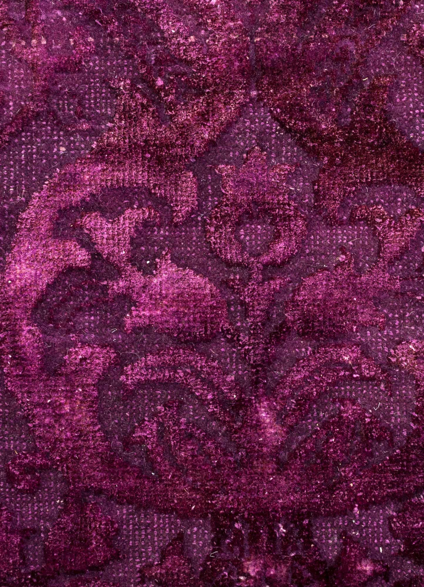 far east pink and purple wool and silk Hand Knotted Rug - CloseUp