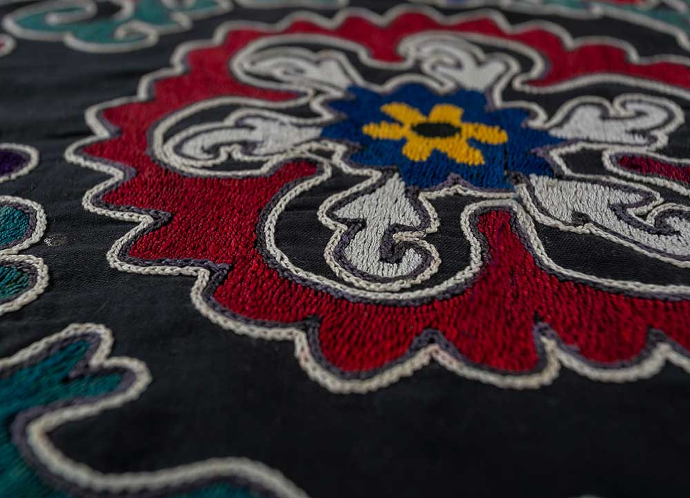 jean blue cotton Hand Loom Rug - CloseUp