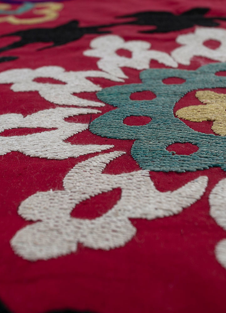 jean red and orange cotton Hand Loom Rug - CloseUp jean red and orange cotton Hand Loom Rug - CloseUp