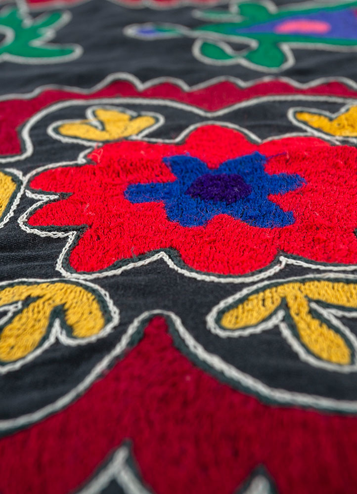 jean grey and black cotton Hand Loom Rug - CloseUp jean grey and black cotton Hand Loom Rug - CloseUp