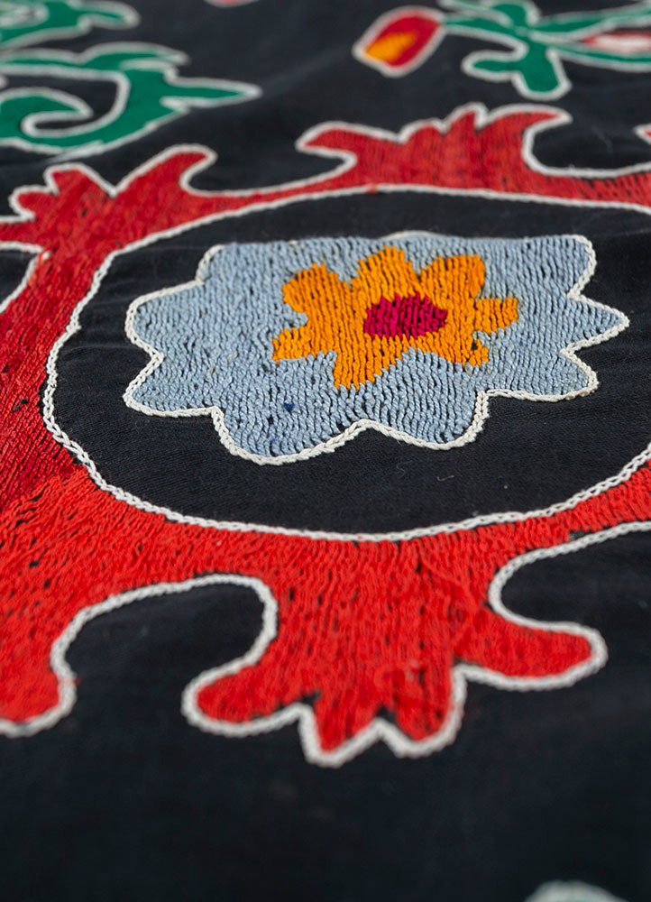 jean grey and black cotton Hand Loom Rug - CloseUp jean grey and black cotton Hand Loom Rug - CloseUp