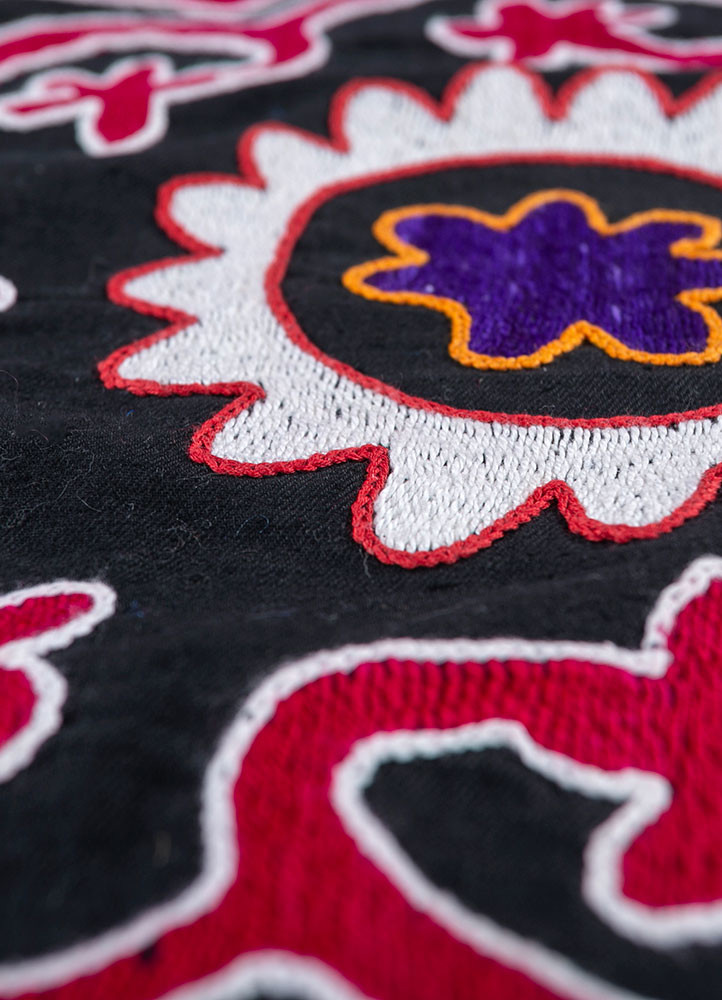 jean grey and black cotton Hand Loom Rug - CloseUp jean grey and black cotton Hand Loom Rug - CloseUp