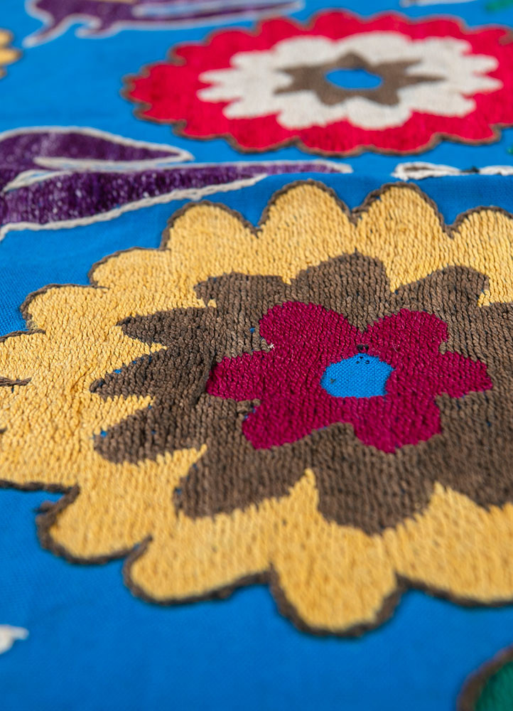 jean blue cotton Hand Loom Rug - CloseUp jean blue cotton Hand Loom Rug - CloseUp