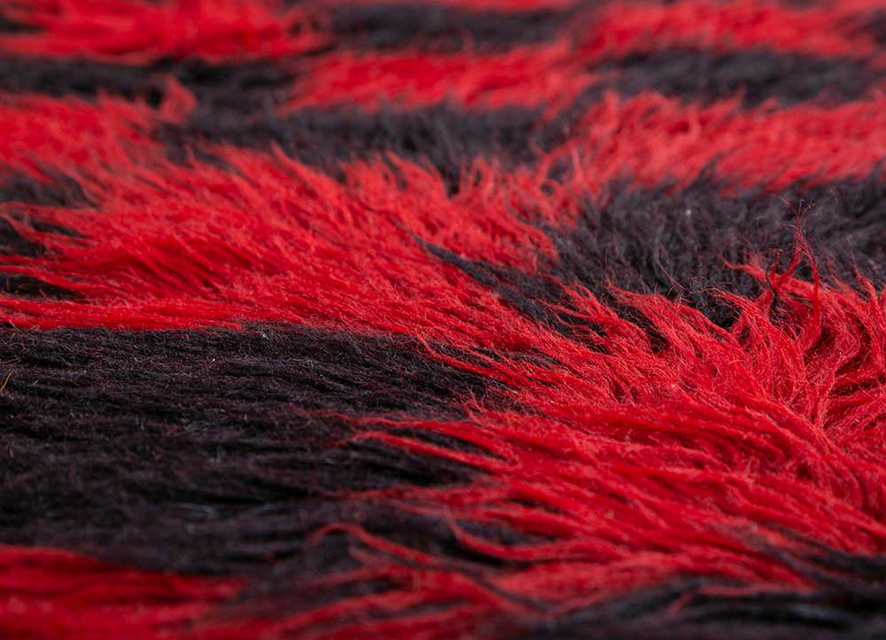 transcend red and orange wool Shag Rug - CloseUp