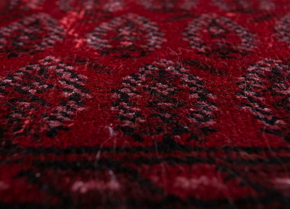 lacuna red and orange wool Hand Knotted Rug - CloseUp