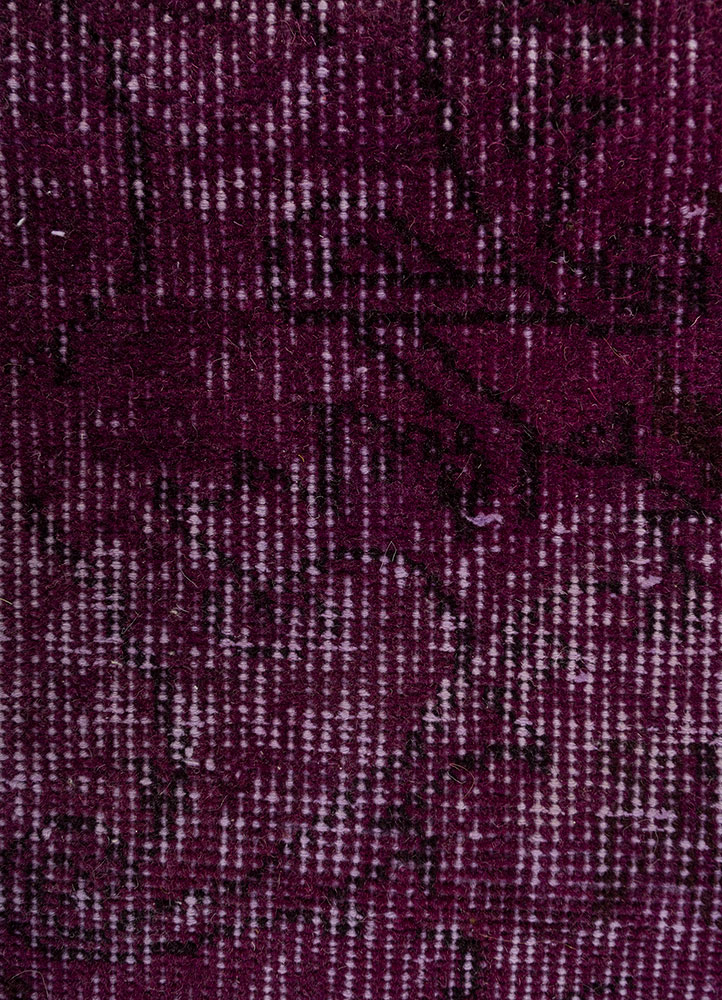 vintage pink and purple wool Hand Knotted Rug - CloseUp