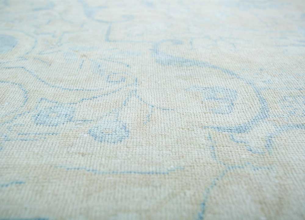vintage blue wool Hand Knotted Rug - CloseUp vintage blue wool Hand Knotted Rug - CloseUp