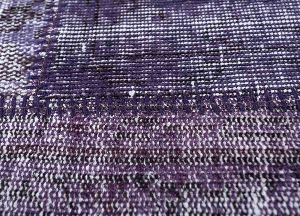 provenance pink and purple wool Hand Knotted Rug - CloseUp