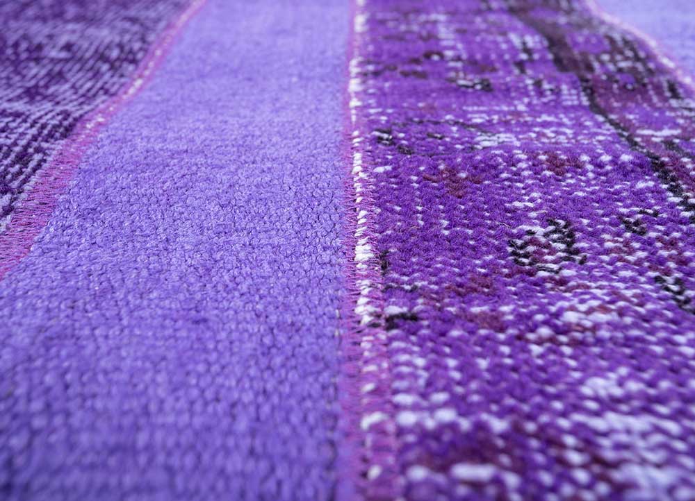 provenance pink and purple wool Hand Knotted Rug - CloseUp