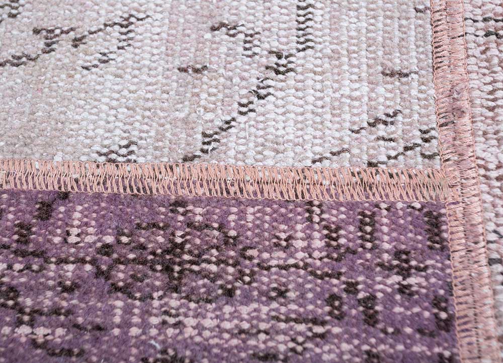 provenance pink and purple wool Hand Knotted Rug - CloseUp