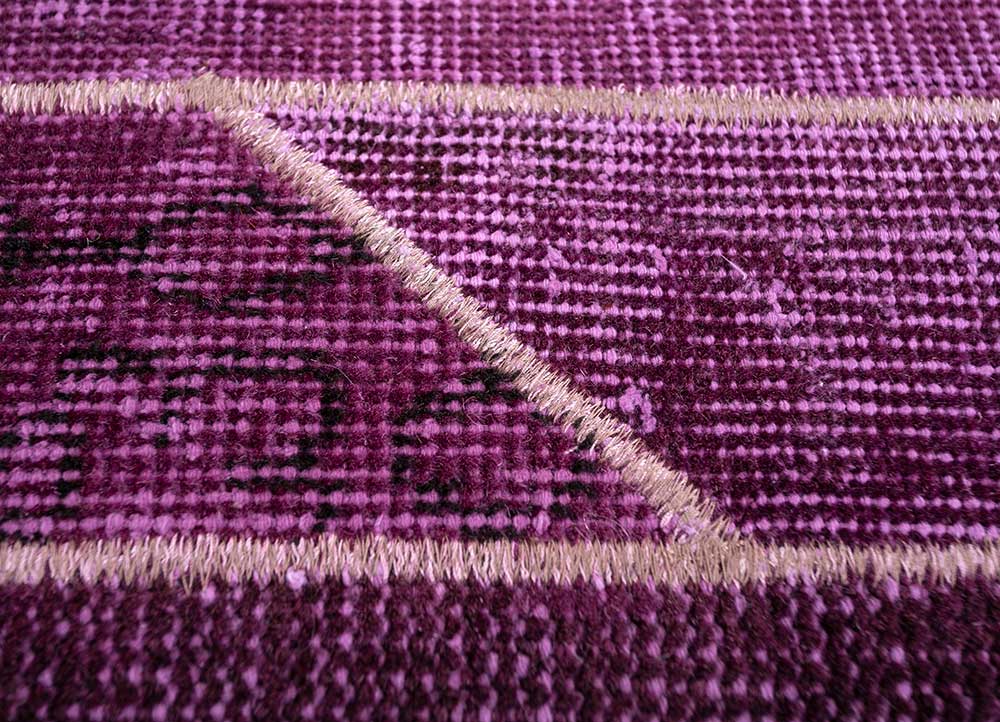 provenance pink and purple wool Hand Knotted Rug - CloseUp