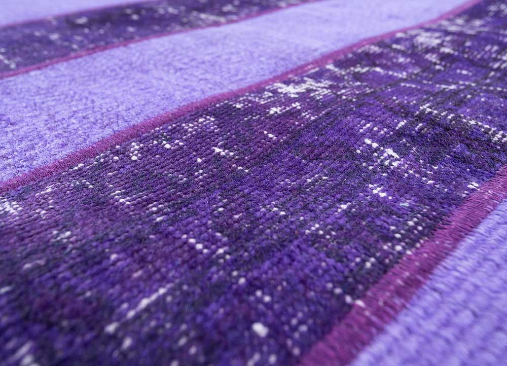 provenance pink and purple wool Hand Knotted Rug - CloseUp