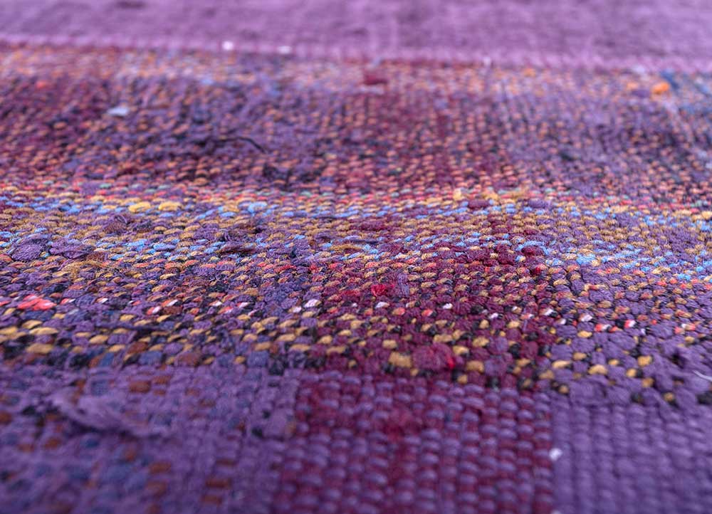 provenance pink and purple wool Hand Knotted Rug - CloseUp