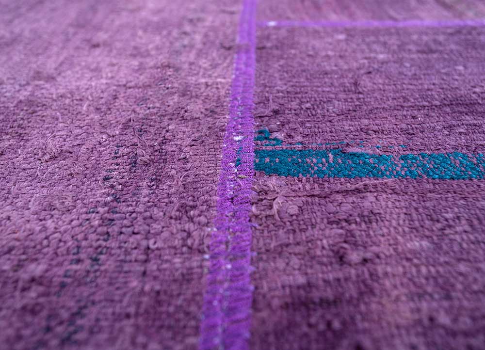 provenance pink and purple wool Hand Knotted Rug - CloseUp