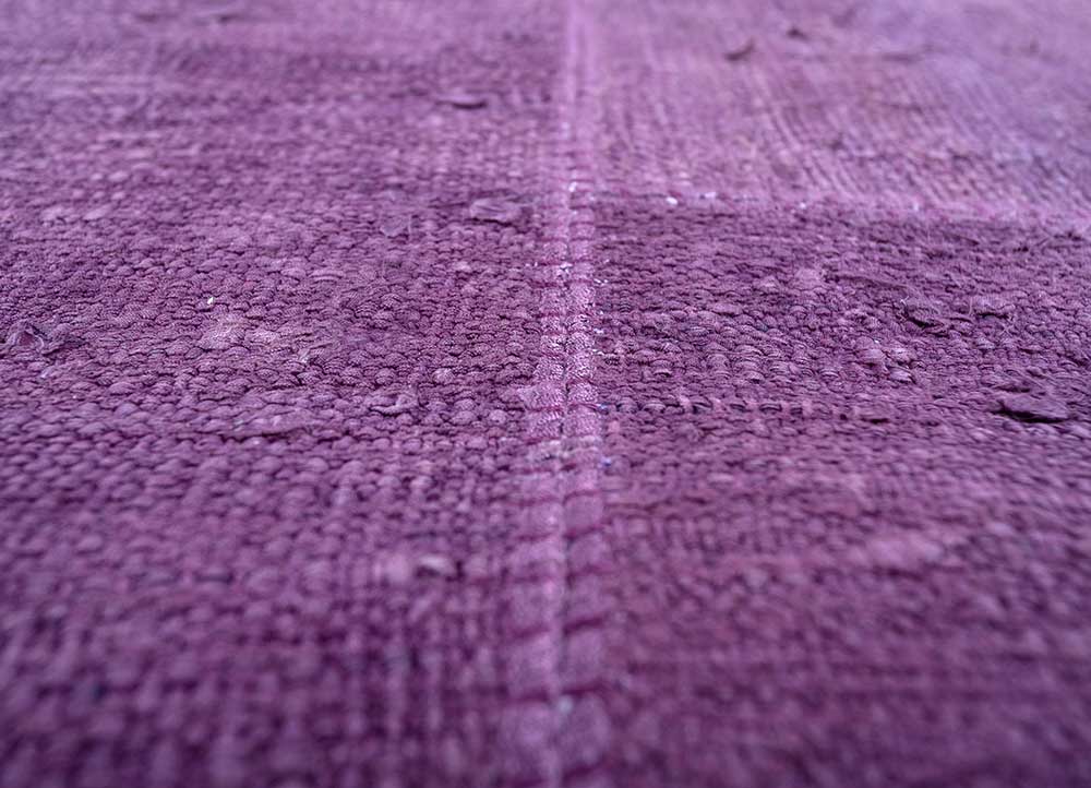 provenance pink and purple wool Hand Knotted Rug - CloseUp