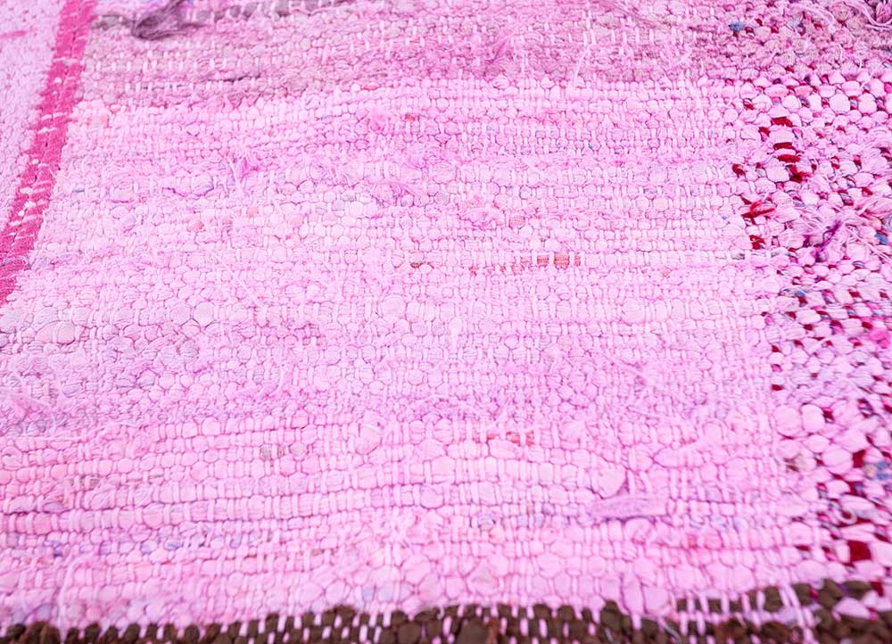 provenance pink and purple wool Hand Knotted Rug - CloseUp