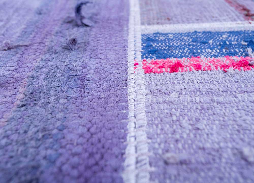 provenance pink and purple wool Hand Knotted Rug - CloseUp