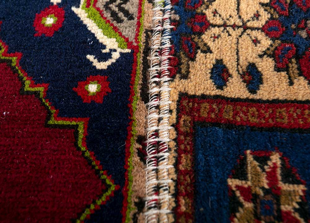 provenance red and orange wool Hand Knotted Rug - CloseUp