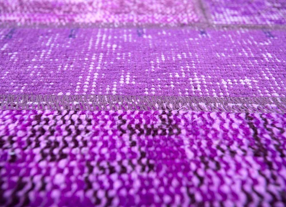 provenance pink and purple wool Hand Knotted Rug - CloseUp