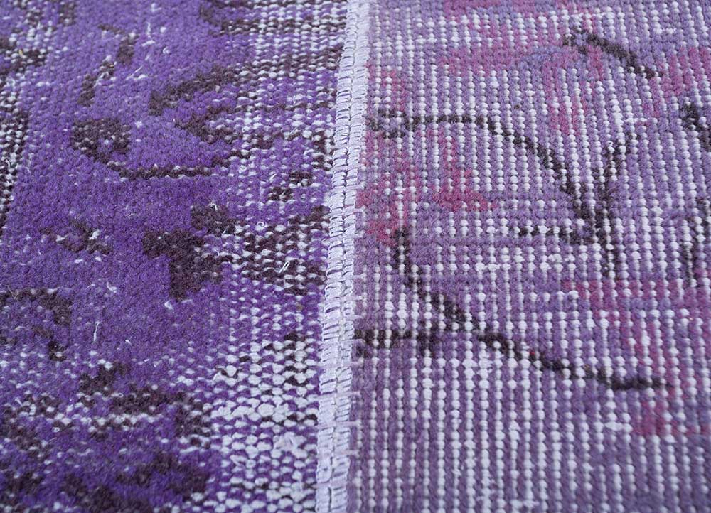 provenance pink and purple wool Hand Knotted Rug - CloseUp