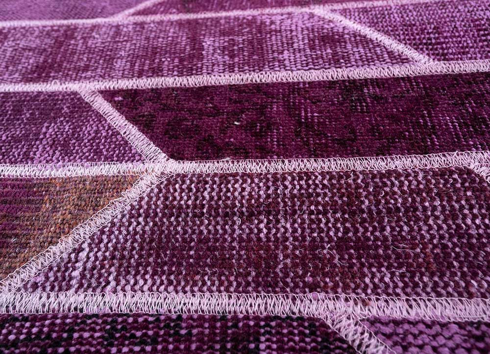 provenance pink and purple wool Hand Knotted Rug - CloseUp