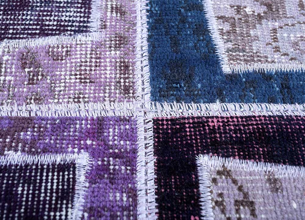 provenance pink and purple wool Hand Knotted Rug - CloseUp