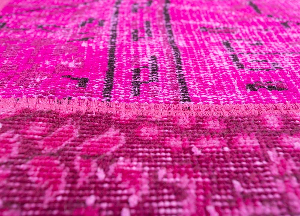 provenance pink and purple wool Hand Knotted Rug - CloseUp