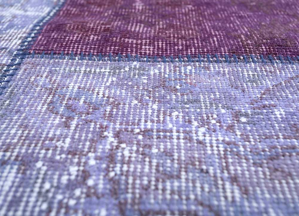 provenance pink and purple wool Hand Knotted Rug - CloseUp