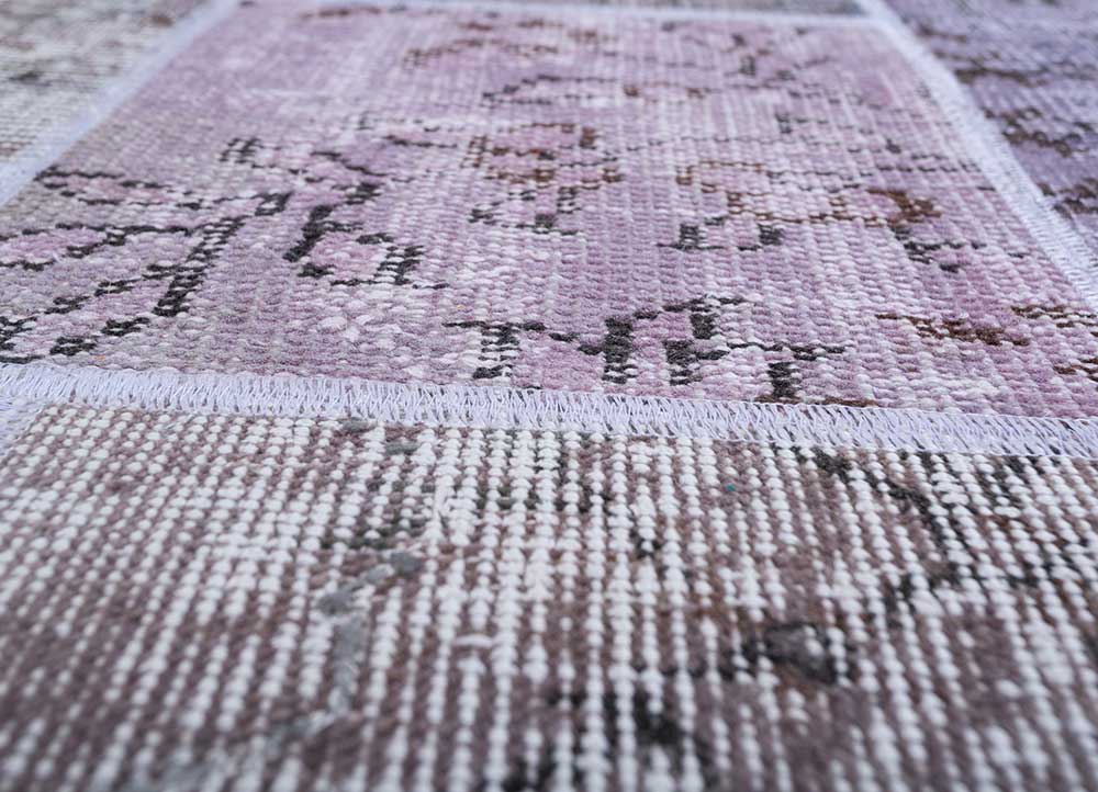 provenance pink and purple wool Hand Knotted Rug - CloseUp