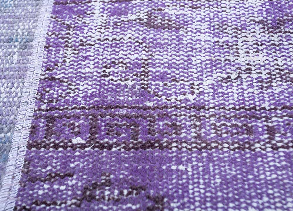 provenance pink and purple wool Hand Knotted Rug - CloseUp