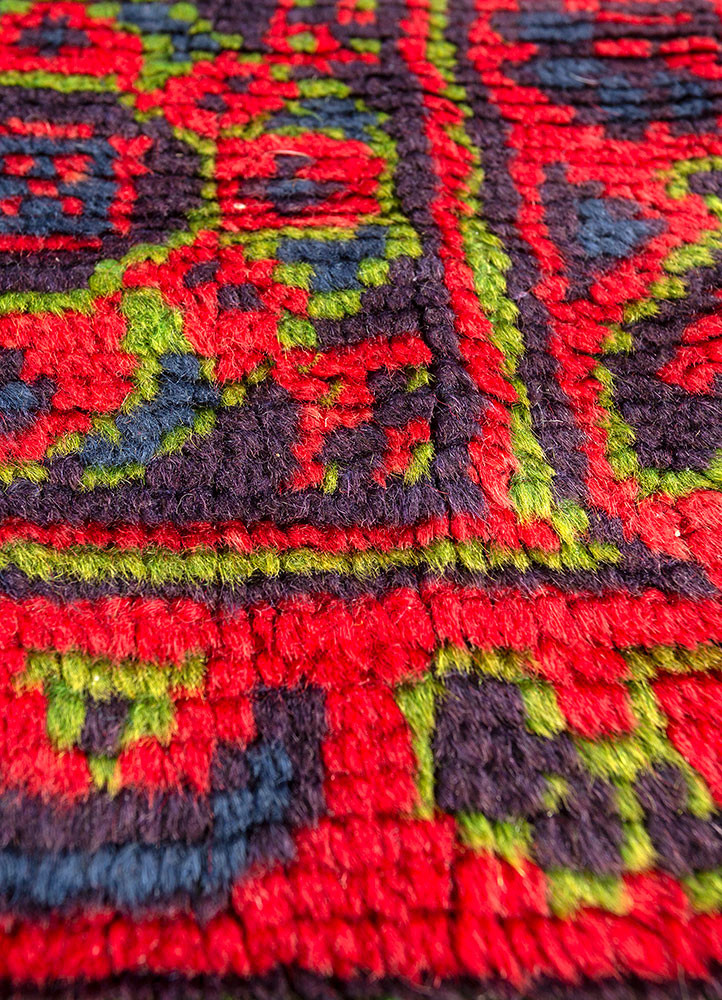 kiaan red and orange wool Hand Knotted Rug - CloseUp kiaan red and orange wool Hand Knotted Rug - CloseUp