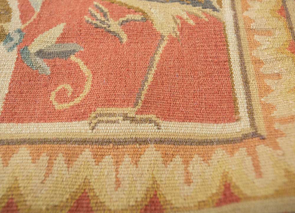 wall art red and orange wool Hand woven Rug - CloseUp wall art red and orange wool Hand woven Rug - CloseUp
