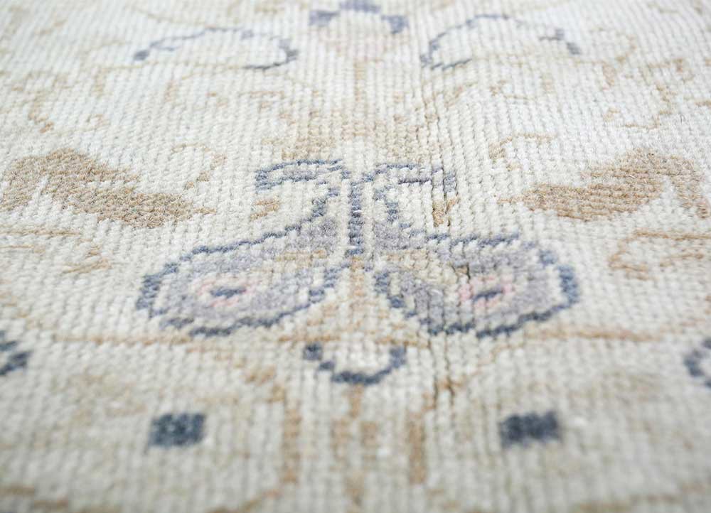 vintage beige and brown wool Hand Knotted Rug - CloseUp vintage beige and brown wool Hand Knotted Rug - CloseUp