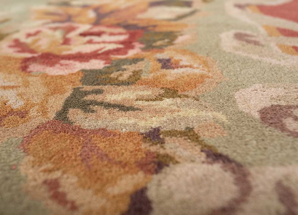 wall art green wool Hand woven Rug - CloseUp