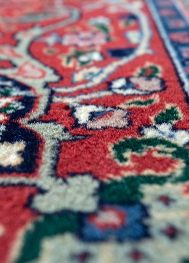 aalam red and orange wool Hand Knotted Rug - CloseUp aalam red and orange wool Hand Knotted Rug - CloseUp
