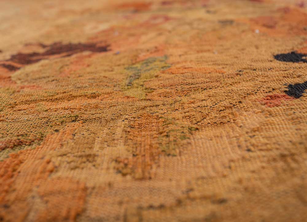 wall art red and orange wool Hand woven Rug - CloseUp wall art red and orange wool Hand woven Rug - CloseUp