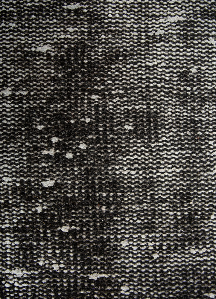 vintage grey and black wool Hand Knotted Rug - CloseUp