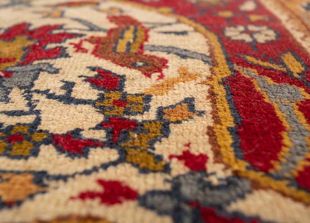 aalam blue wool Hand Knotted Rug - CloseUp