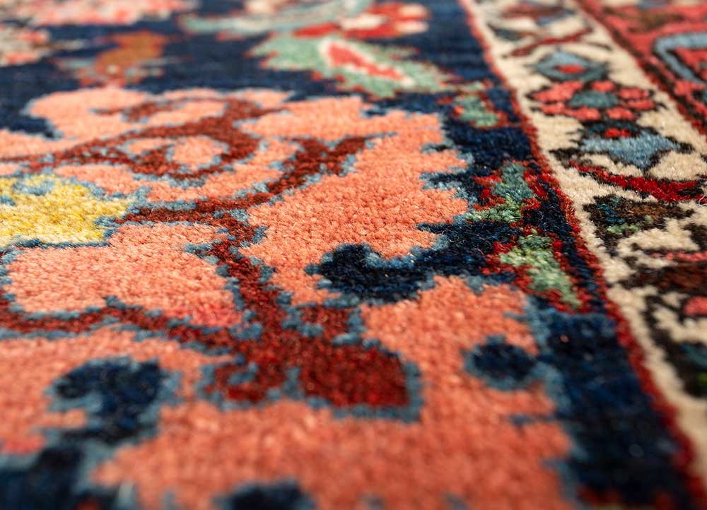 aalam red and orange wool Hand Knotted Rug - CloseUp aalam red and orange wool Hand Knotted Rug - CloseUp