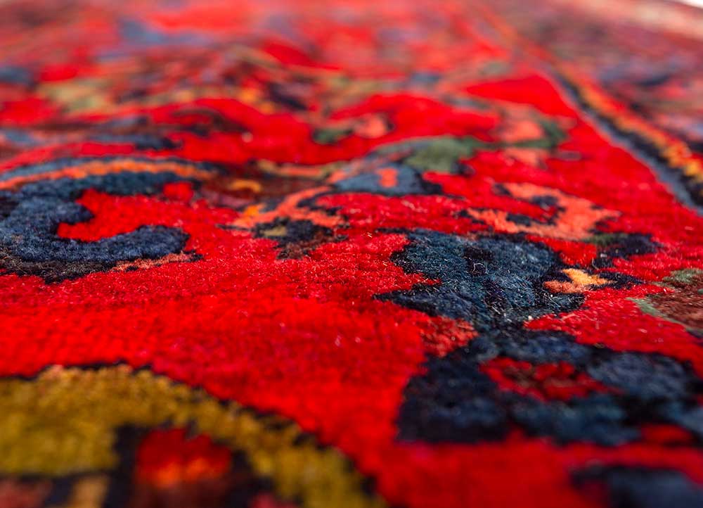 aalam blue wool Hand Knotted Rug - CloseUp