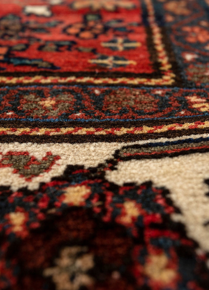 aalam red and orange wool Hand Knotted Rug - CloseUp aalam red and orange wool Hand Knotted Rug - CloseUp