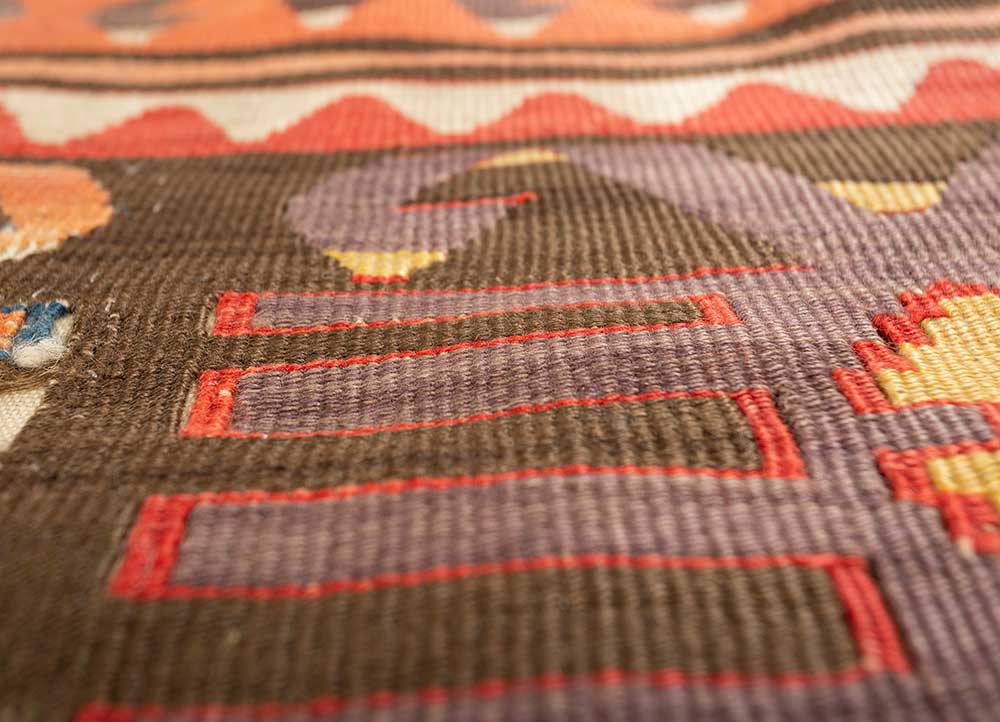 bespoke sile red and orange wool Wall Art Rug - CloseUp