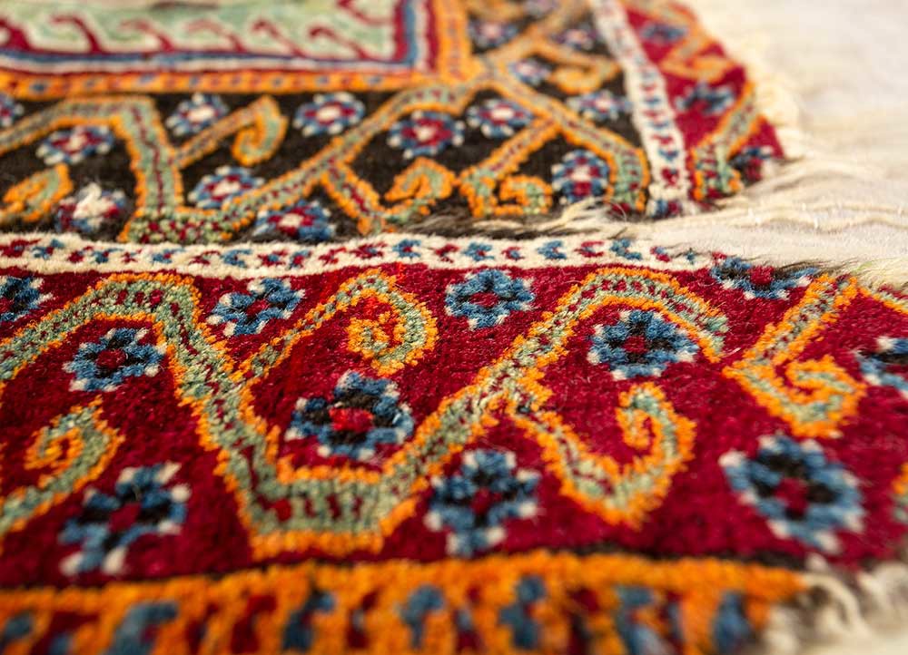 bespoke sile red and orange wool Wall Art Rug - CloseUp bespoke sile red and orange wool Wall Art Rug - CloseUp