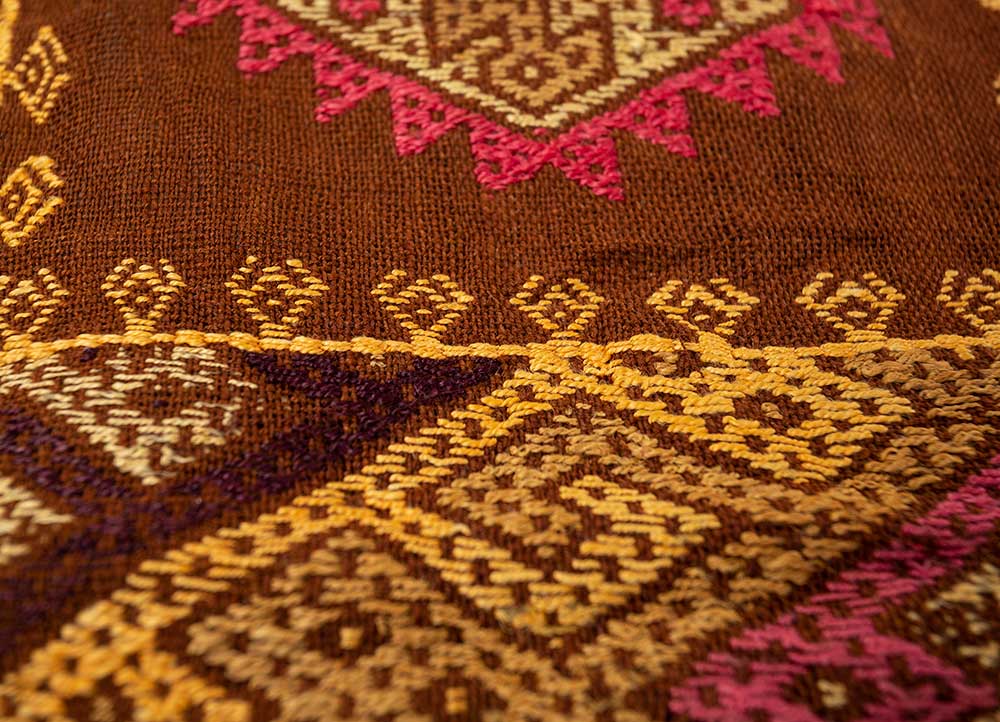 bespoke sile beige and brown wool Wall Art Rug - CloseUp