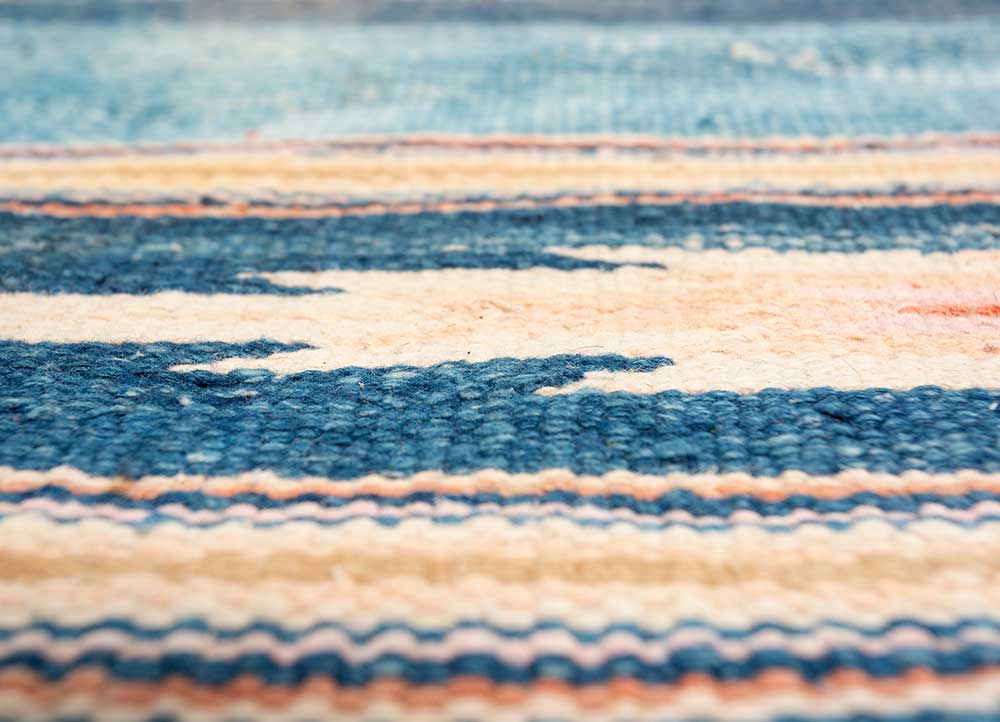 nayaab blue cotton Flat Weaves Rug - CloseUp