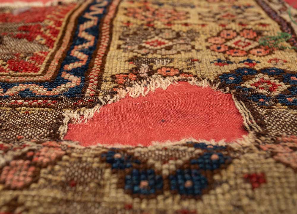 bespoke sile red and orange wool Wall Art Rug - CloseUp