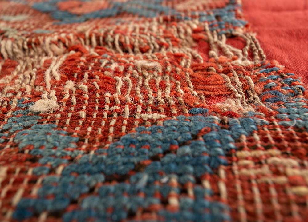 bespoke sile red and orange wool Wall Art Rug - CloseUp bespoke sile red and orange wool Wall Art Rug - CloseUp