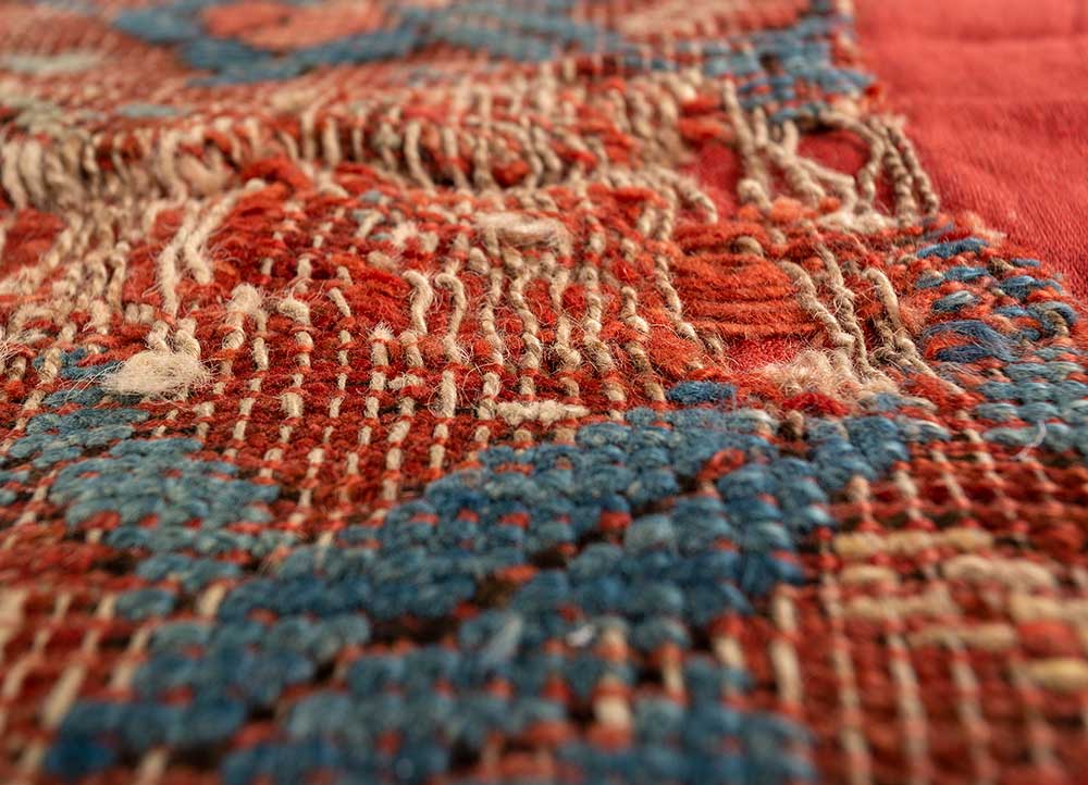 bespoke sile red and orange wool Wall Art Rug - CloseUp