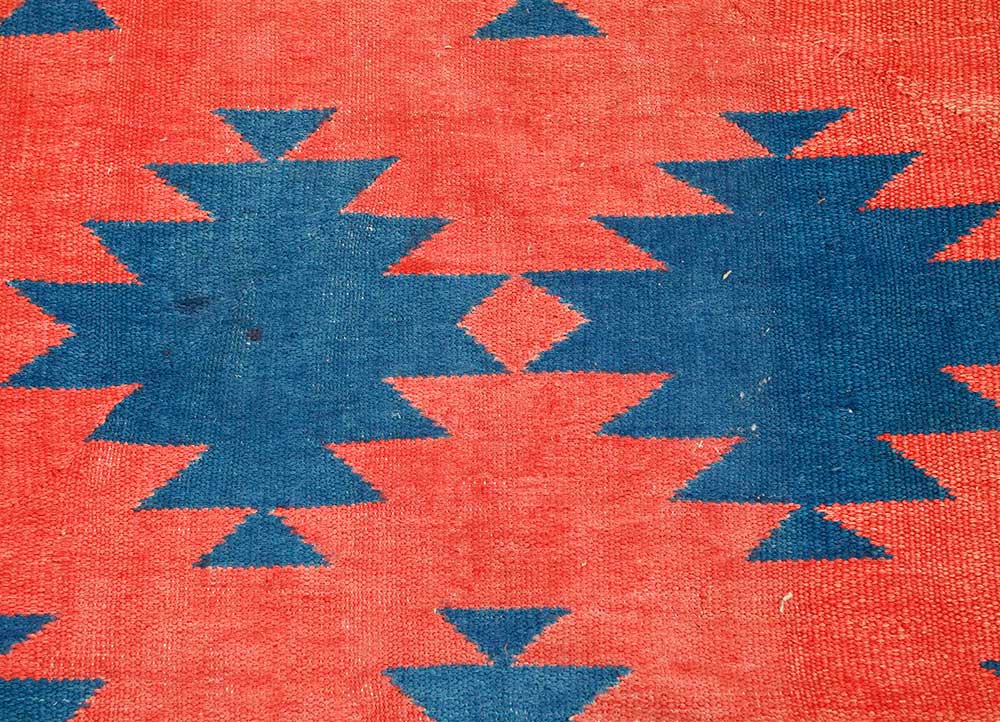 nayaab red and orange cotton Flat Weaves Rug - CloseUp