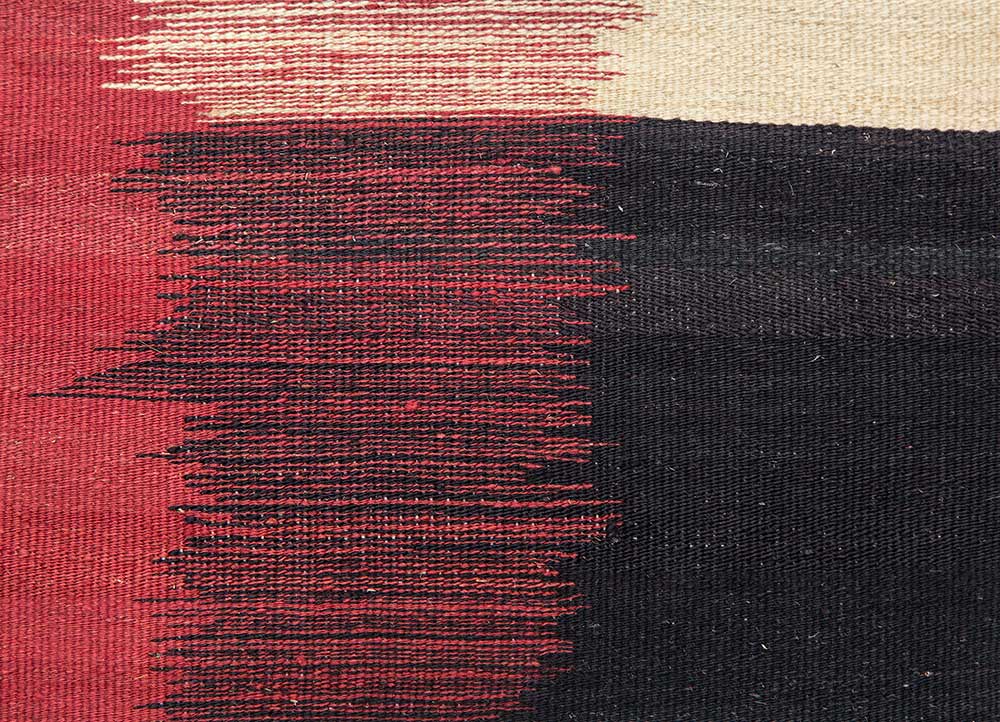 nayaab red and orange cotton Flat Weaves Rug - CloseUp